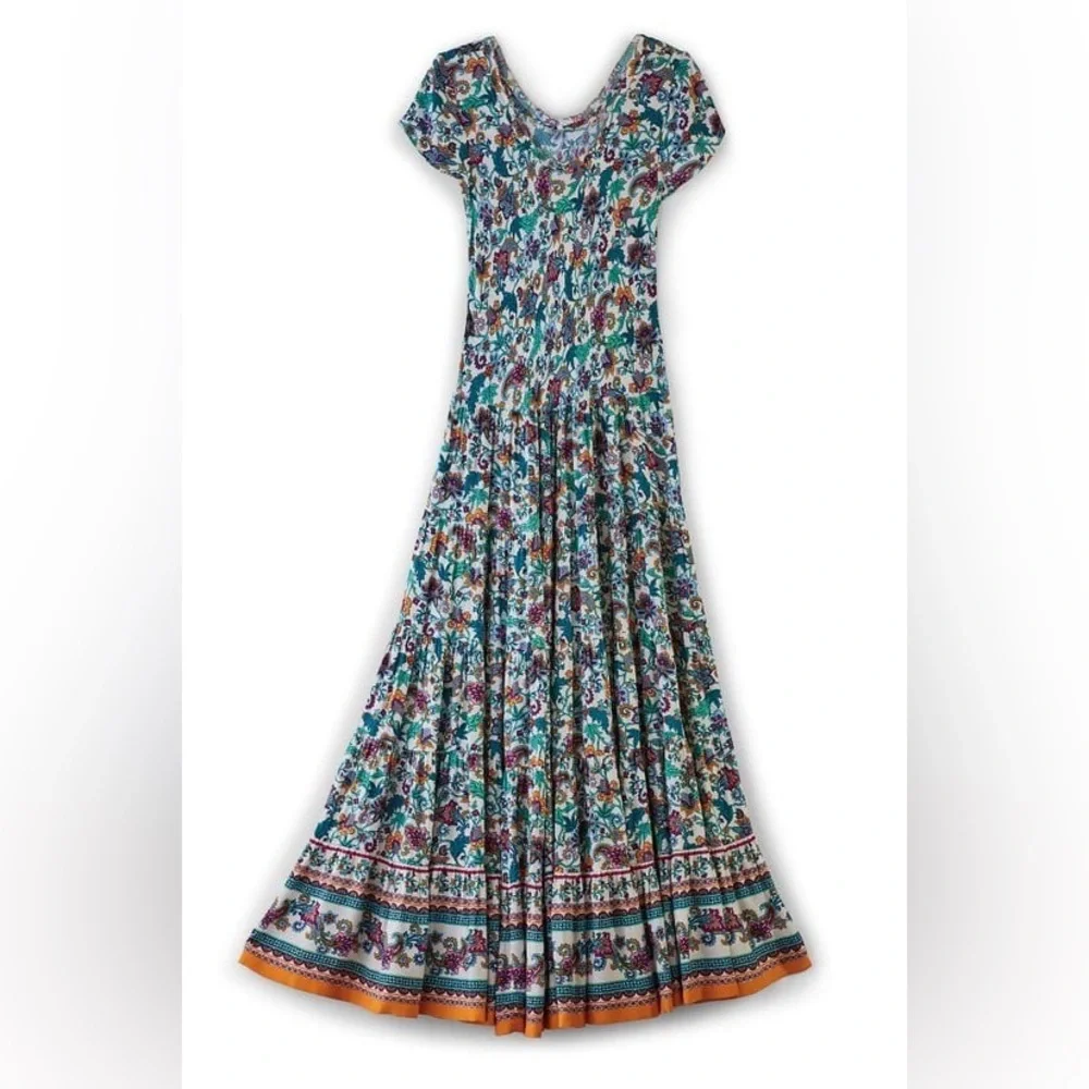 Soft Surroundings Kara Tiered Floral Bohemian Maxi Dress Size Large - Picture 3 of 16